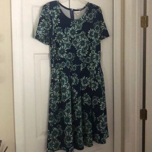 Lularoe Amelia XL daisy dress Green and Navy